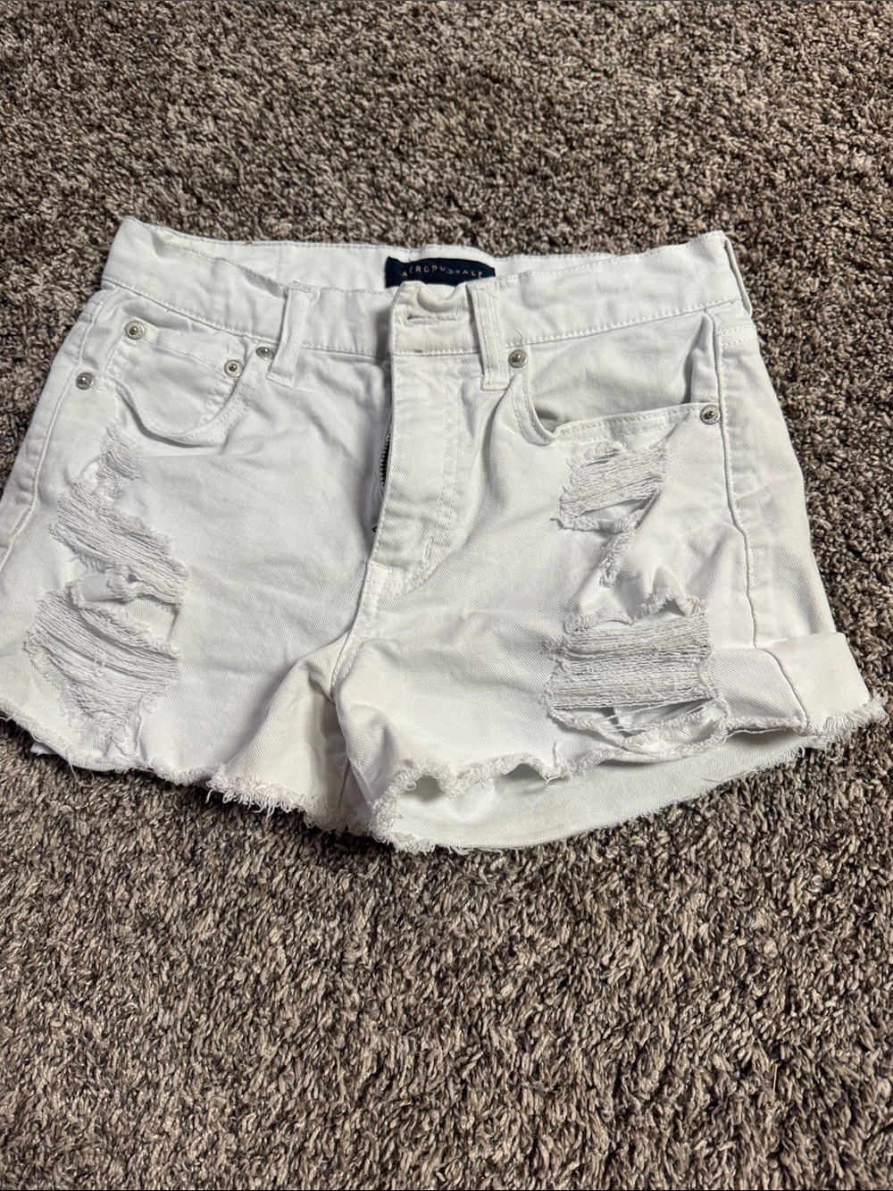 Aeropostale Distressed White Women's Denim Shorts
